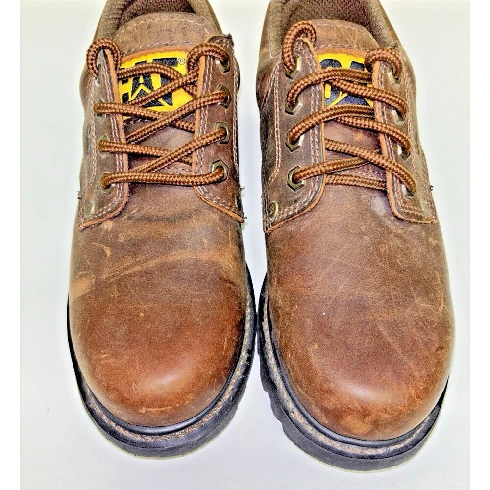 CAT Work Shoe Men 9 Slip Resistant Genuine Leather Lace Up 613 Moc Toe